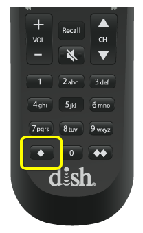 Diamond Button on 54.0 remote - the left-most button in the bottom row of the remote