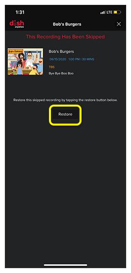 Button to restore an accidentally skipped timer