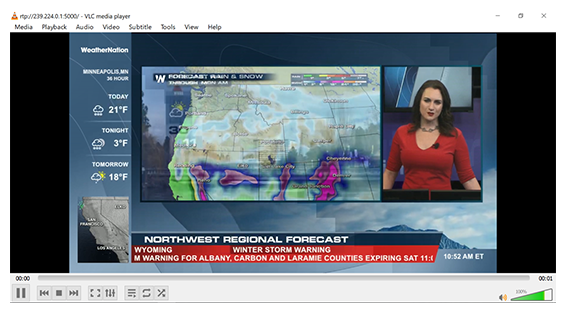 Weather Nation playing from internet stream in VLC media player