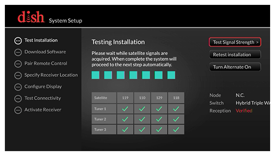 Testing installation screen with progress bar