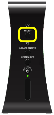 Select button on front of Wireless Joey