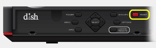 Reset button on front of receiver