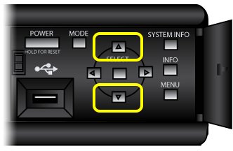 Channel buttons on front of receiver