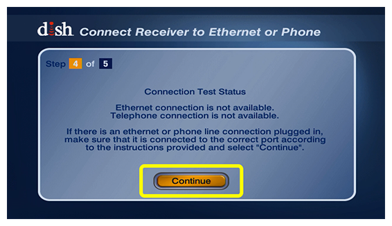 connection test completed with Continue button