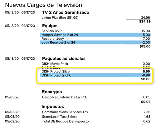 ejemplo: cargos por roll-to-pay
