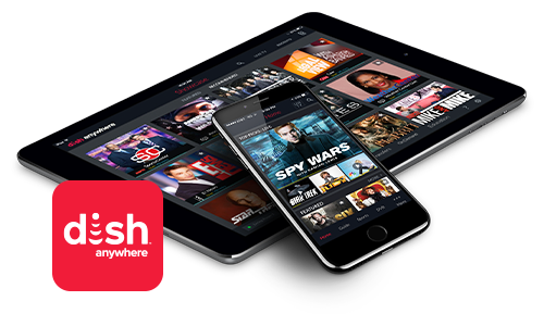 DISH Anywhere app on an iPhone and tablet