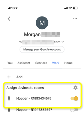 List of available Hoppers to link in Google Home app