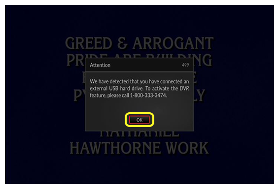 Attention 499 pop up (click select on your remote)