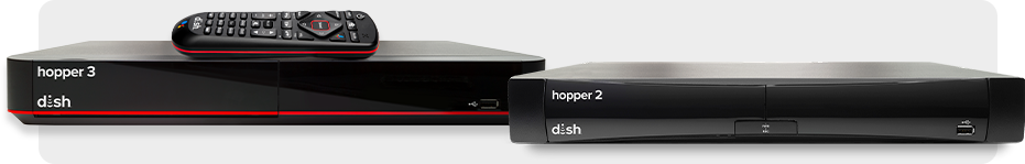 Hopper 2 and Hopper 3 receivers, with the Google Voice Remote