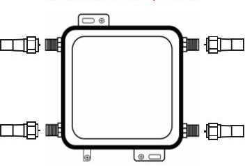 The Node or Hub is a square metal box with several coaxial cable connections on the sides