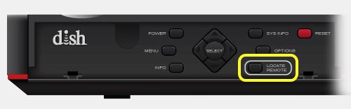 Botón Ubicar control remoto en la parte delantera del receptor