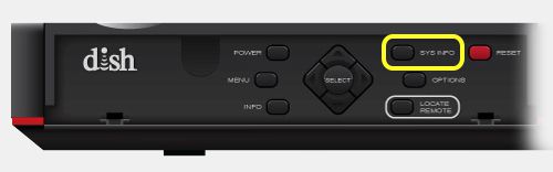 Botón INFO DEL SISTEMA en la parte delantera del receptor