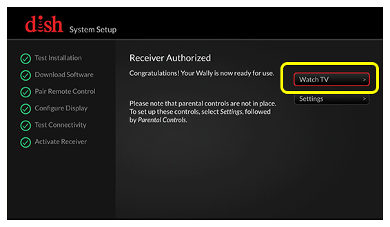 Pantalla de configuración del sistema con el botón Ver TV
