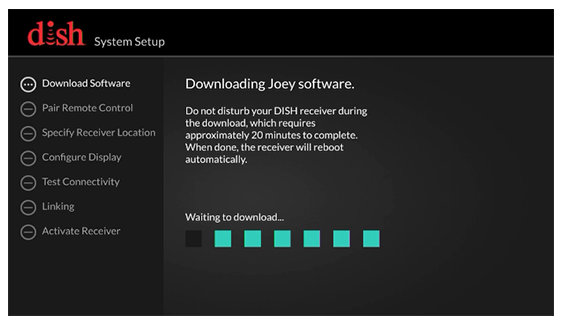 Pantalla de descarga de software con barra de progreso