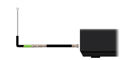 Antena remota conectada en la parte posterior del receptor