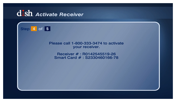 Receiver activation screen