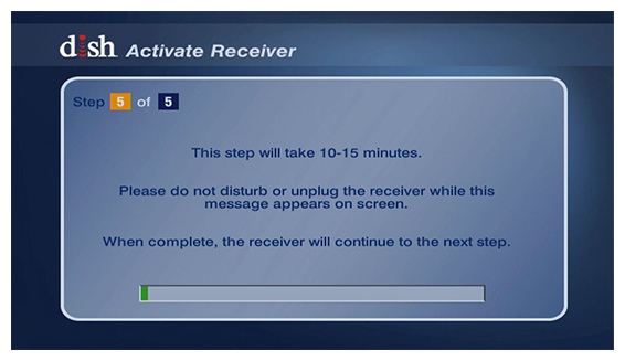 System setup screen with progress bar