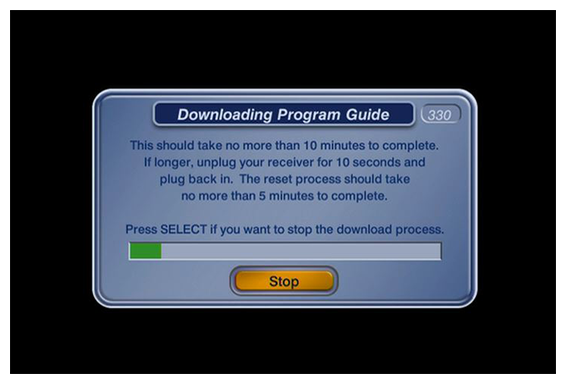 System setup screen with progress bar