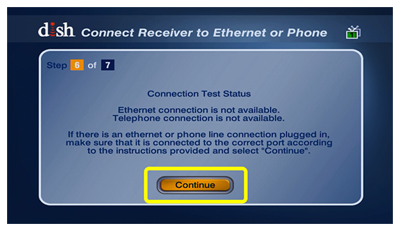 connection test completed with Continue button