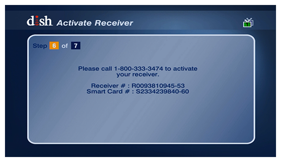 System setup screen to activate ViP receiver